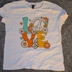 Gildan Peace and Love Graphic Tee - White